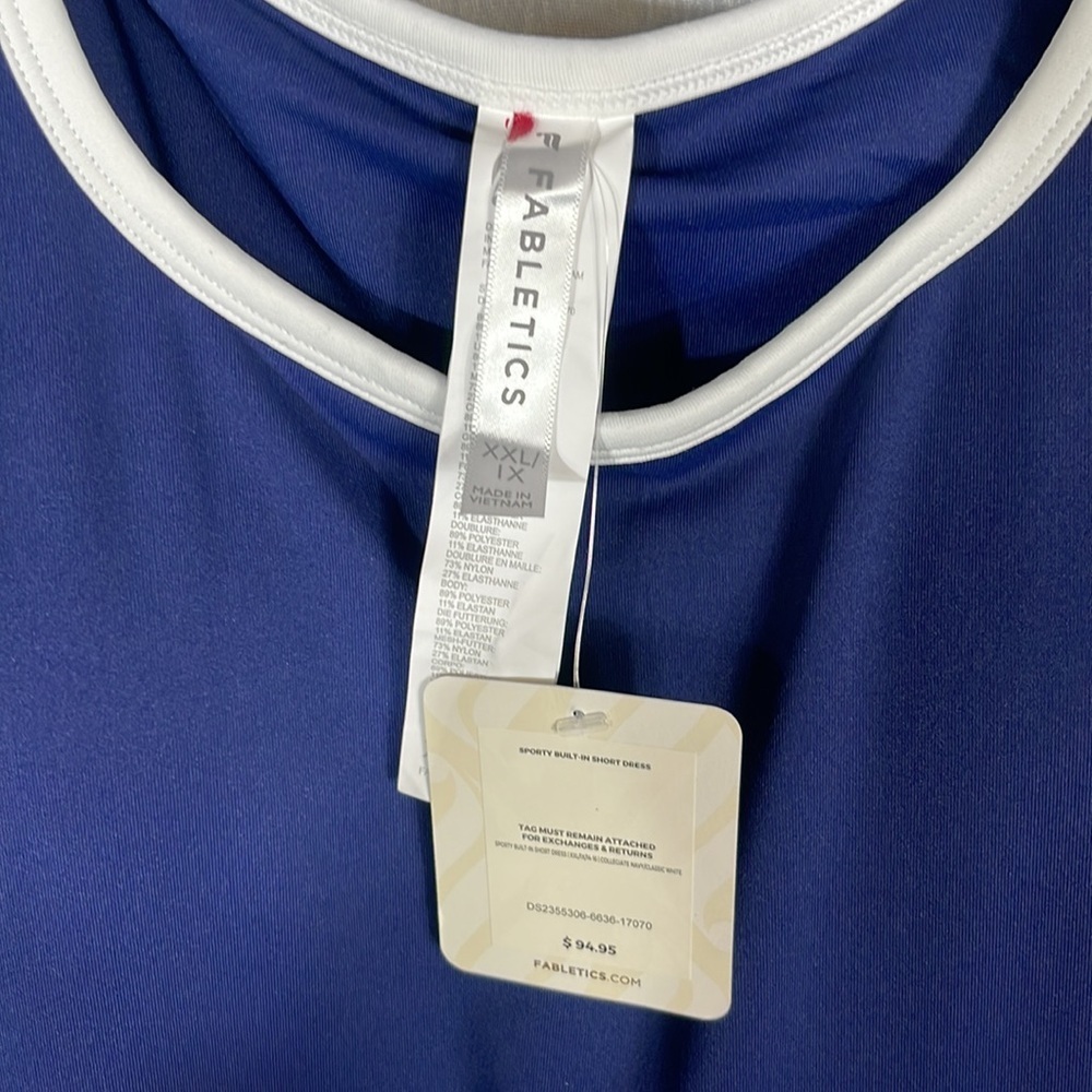 Fabletics Sporty Built‎ In Short Mini Tennis Dress Navy Blue New NWT Size XXL - Picture 5 of 11